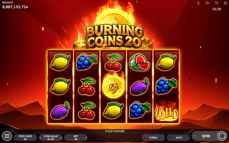 Burning Coins 20 — ekran rozgrywki